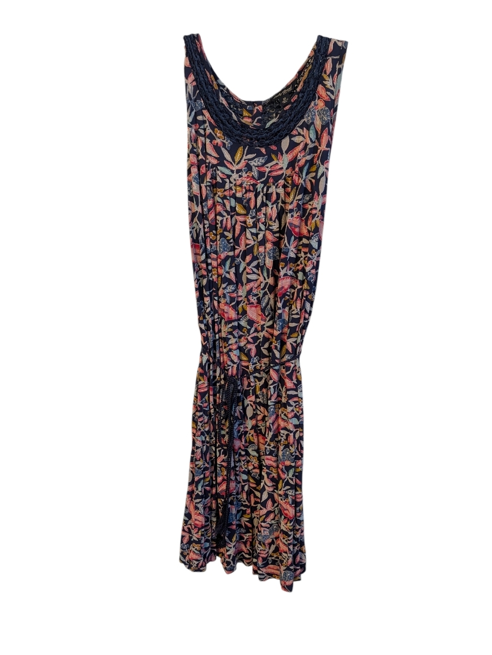 Lucky Brand Floral Lace Scoop Neck Dress - Blush & Navy
